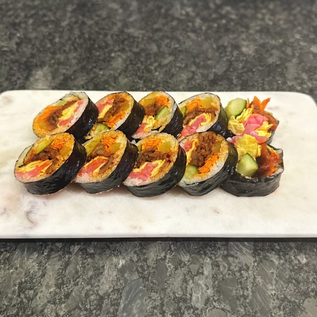 Spicy Gochujang Pork Gimbap (Korean Rice Roll).