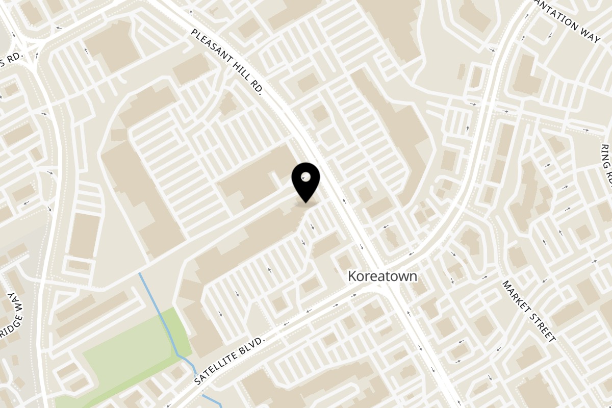 Map showing the location of Tiger K CupBob on 3675 Satellite Blvd #750 in Duluth